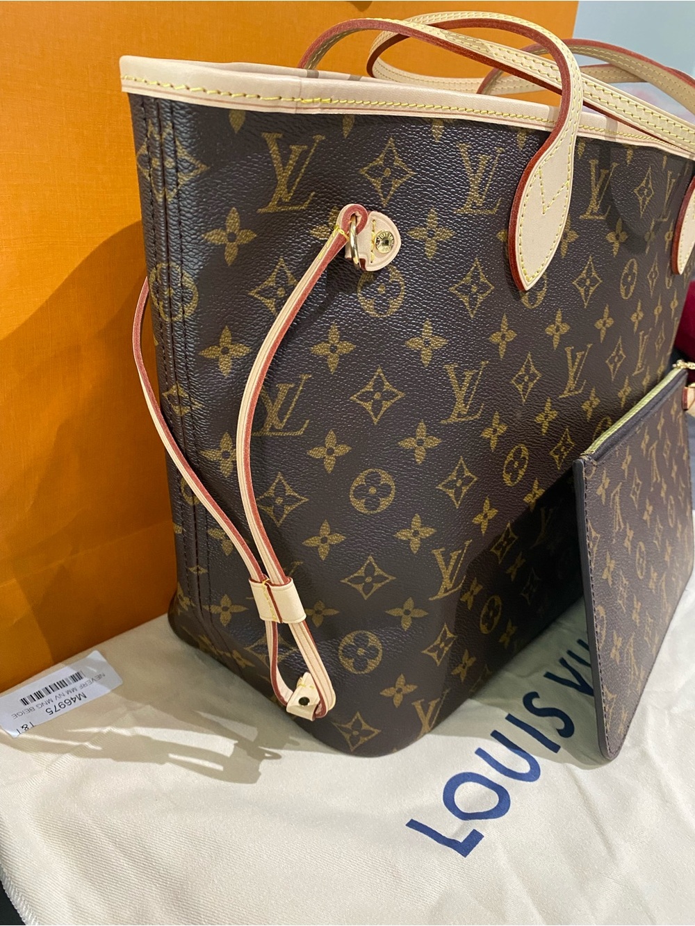 Louis Vuitton Monogram Neverfull Tote in Brown with Beige Trim - Picture 3 of 13